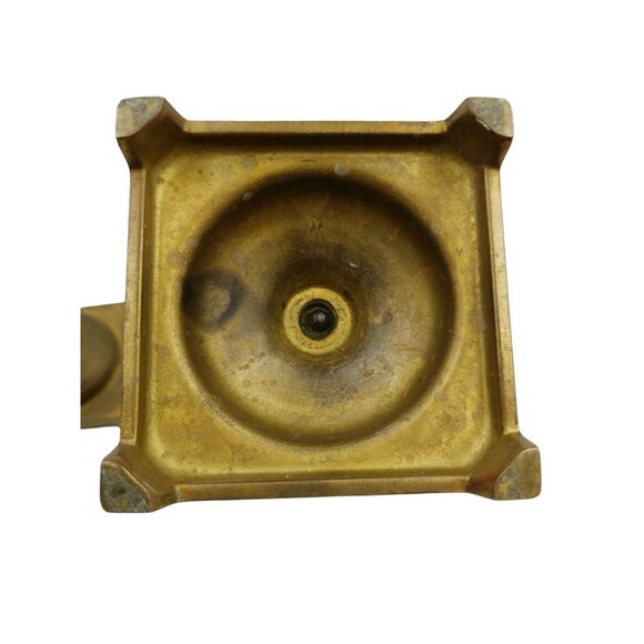 2 Brass Candlestick Holders Square Base Marked W Inc. Brass Plated Shabbat Cups - Picture 4 of 12